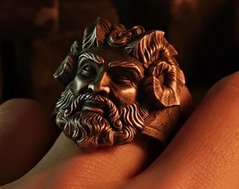 Sterling Silver Cernunnos Ring, Horned God, Pagan Jewelry