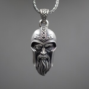 Silver Odin Necklace, Men Viking Pendant, God Odin Necklace, Scandinavian Amulet, Men Gift Pendant, Viking God Necklace, Silver Odin Pendant