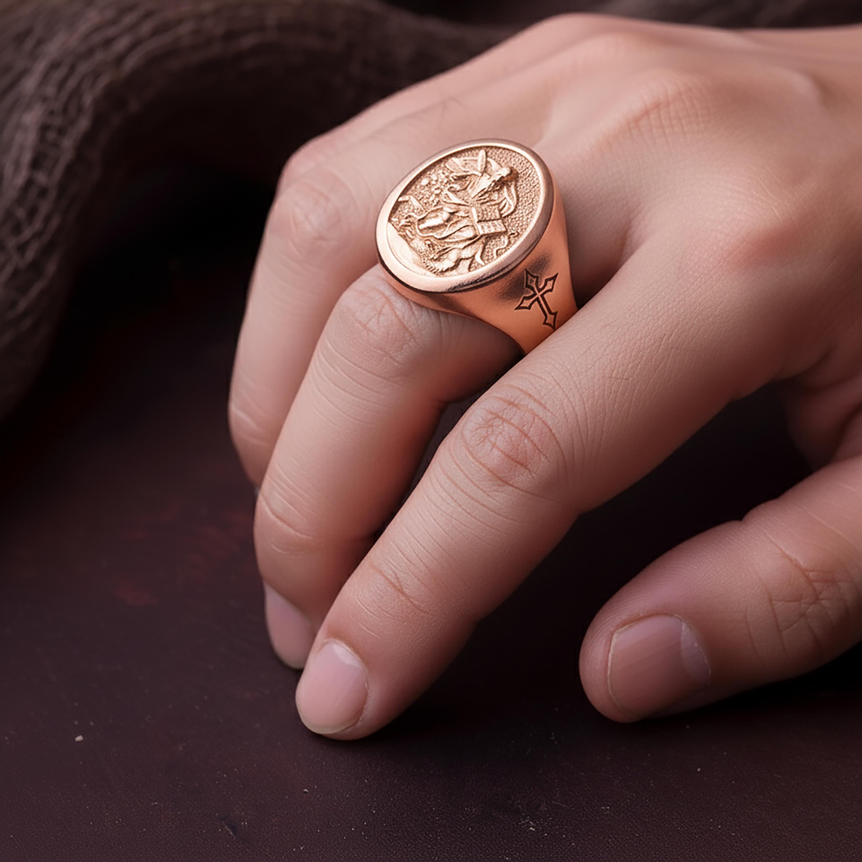 St. Mark Signet Ring - 925 Silver Patron Saint of Writers & Lions ...