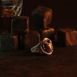 Ram Skull Ring, Silver Ram Ring, Animal Skull Jewelry, Sterling Ram Band, Gothic Ram Ring, Aries Skull Ring, Zodiac Aries Ring