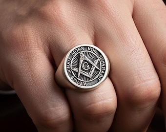 Mason Symbol Ring , Masonic Ring, Masonic Symbolism , Masonic Accessories, Freemason Gift , Masonic Jewelry for Men, Masonic Lodge Ring