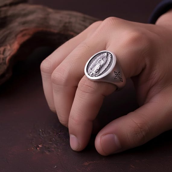Our Lady of Guadalupe Signet Ring - 925 Silver Virgin Mary