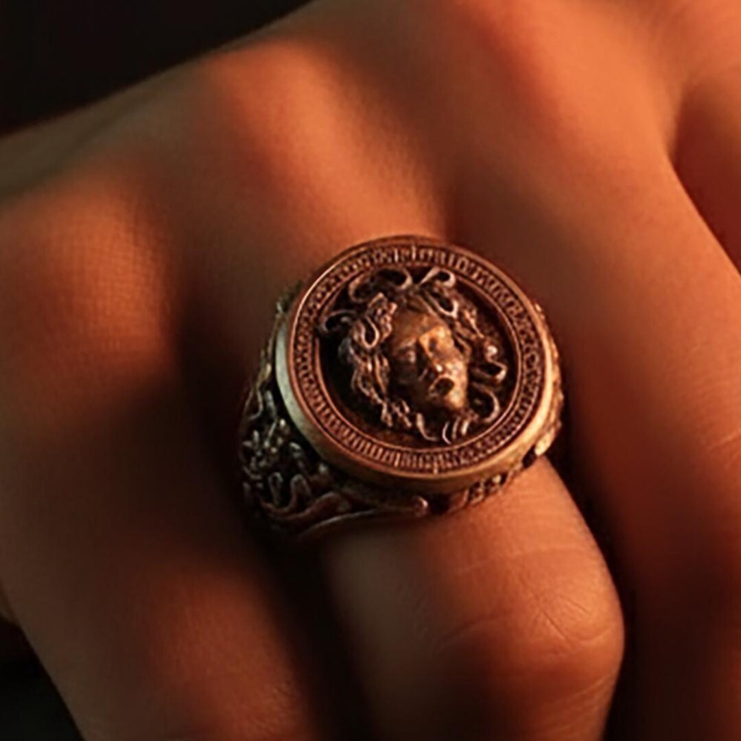 Mythology Rings Medusa Ring, Gorgon Design, Greek Myth, Ancient Greece, Serpent Adorned ...