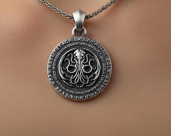 Sterling Silver Cthulhu Pendant | Lovecraft Gothic Necklace