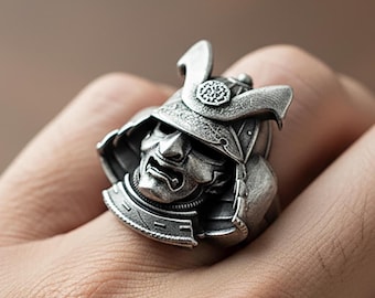 Silver Samurai Ring, Silver Samurai Ring,  Mens Samurai Ring, Warrior Men Ring, Japanesse Silver Ring, Japanese Samurai Ring Men Gift