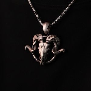 Sterlingzilveren ramschedelbedel, baphomet-hanger, gotische occulte sieraden