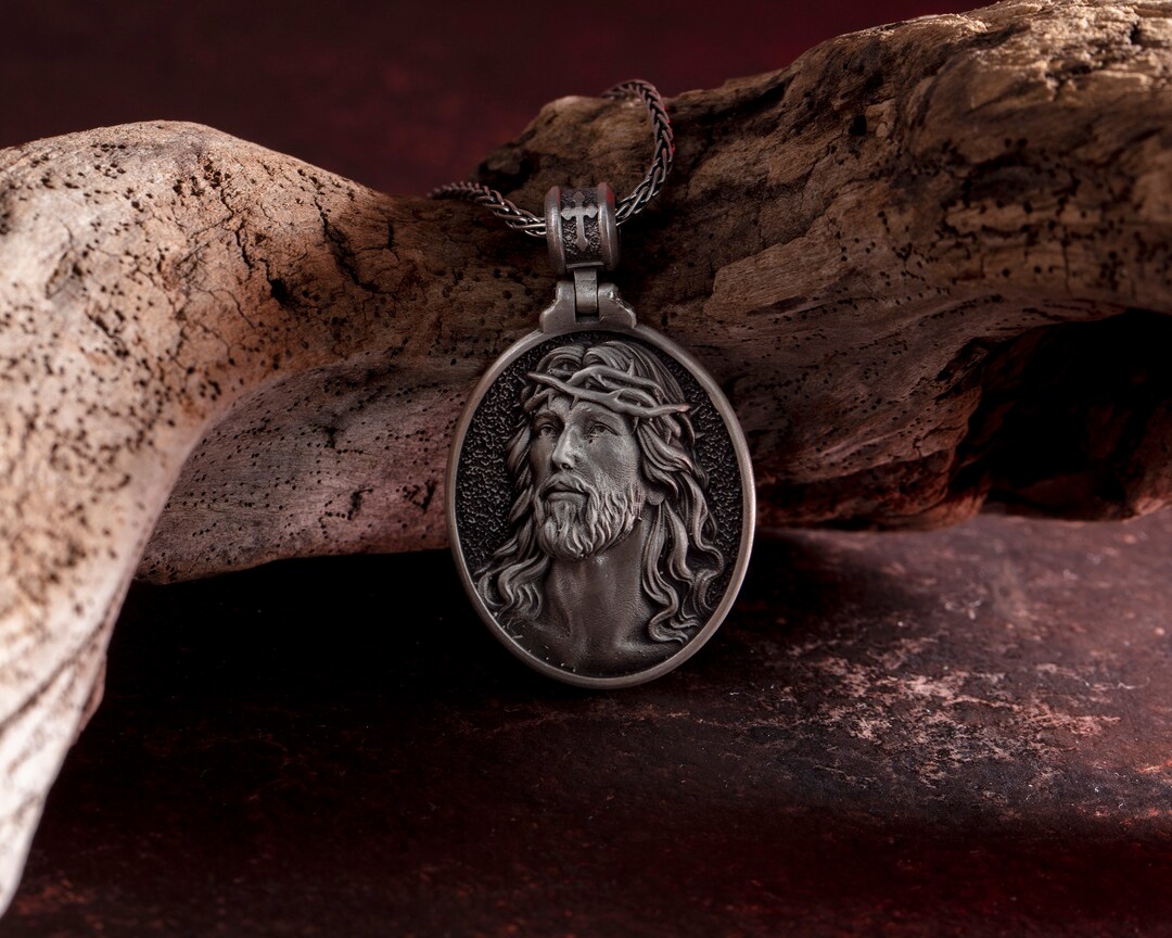 Jesus Christ Necklace Sterling Silver Religious Pendant for Etsy
