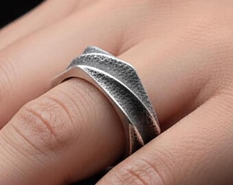 刻印入り925スターリングシルバーリング：渦巻き模様の結婚指輪 - Etsy