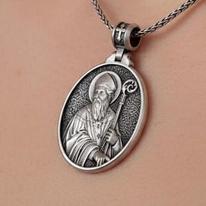 Saint Patrick Necklace Sterling Silver Handmade Personalized Pendant for Men⋆Christmas Gift Ideas for Dad⋆Exclusive Engraving Silver Chain