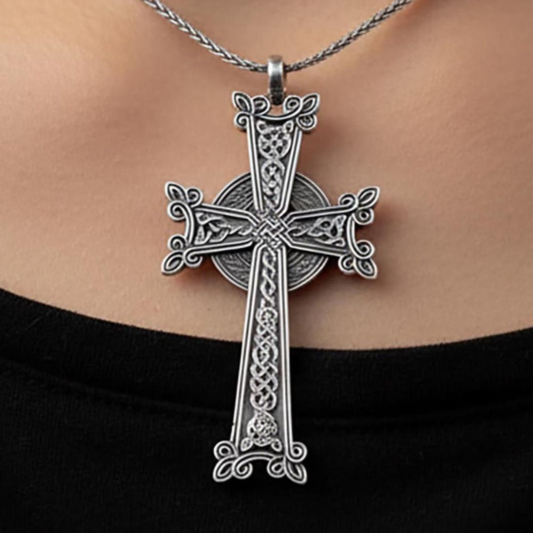 Silver Celtic Cross Necklace Religious Pendant Unisex Gift for Him Her ...