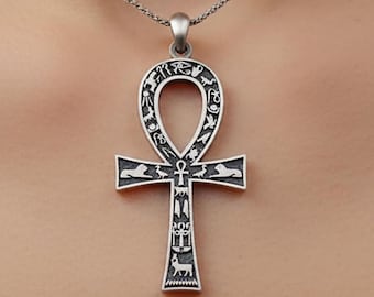 Silver Ankh Pendant | Egyptian Mythology Jewelry | Ancient Symbol Jewelry | Personalized Gift Ideas | Sterling Silver Key of Nile Pendant