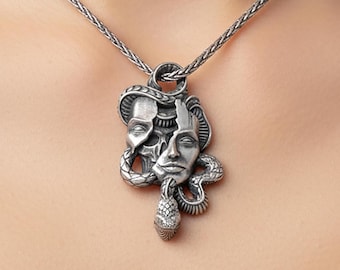 Medusa Men Necklace, Handmade Sterling Silver Medusa Pendant, Ancient Greek Pendant, Greek Mythology Jewelry, Personalized Gift For Men