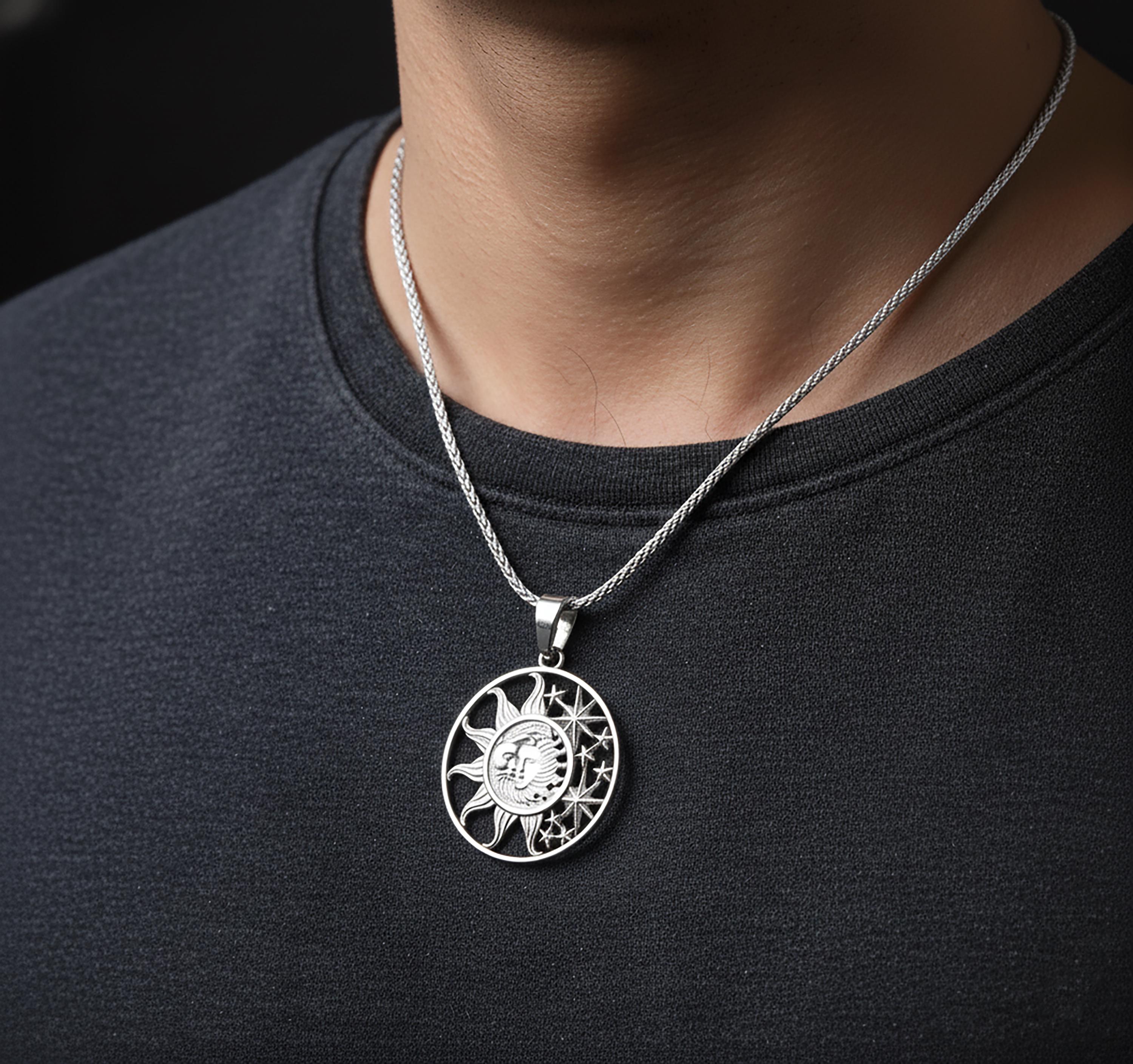 Moon and Sun Necklace, Mother Nature Necklace, Sun, Moon and Wind