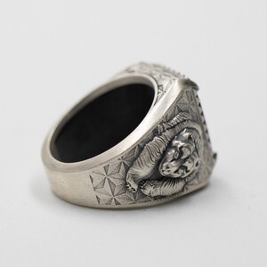 BySilverStone Nordic Bear Signet Ring For Men - Oxidized Sterling Silver, Animal Ring, Handmade Jewelry
