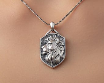 Colar Leão de Judá, Colar Leão de Prata Personalizado, Colar Leão, Colar com Pingente de Cabeça de Leão, Colar de Prata Judaico, Tribo de Judá