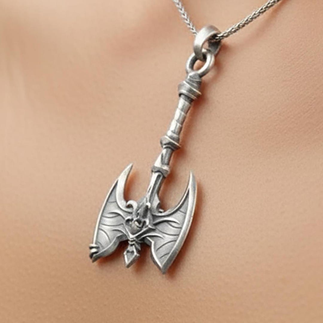 Silver Marauder Axe Pendant | Doom Pendant for Men | Sterling