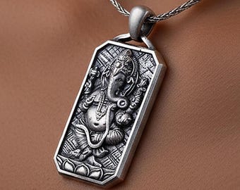 Collar de Ganesha de plata de ley 925, colgante de dios hindú, joyería para yoga y meditación.