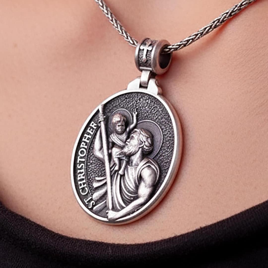 St. Christopher Pendant – 925 Silver Patron of Travelers, Catholic ...
