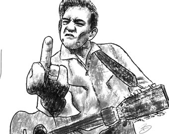 Johnny Cash svartvit ikonporträtt digital fil