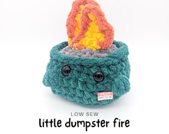 Emotional Support Little Dumpster Fire Low Sew Crochet Amigurumi PDF Pattern Digital Download