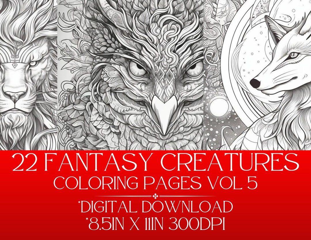 Fantasy Creature Coloring Pages Vol 5 Instant Download. - Etsy