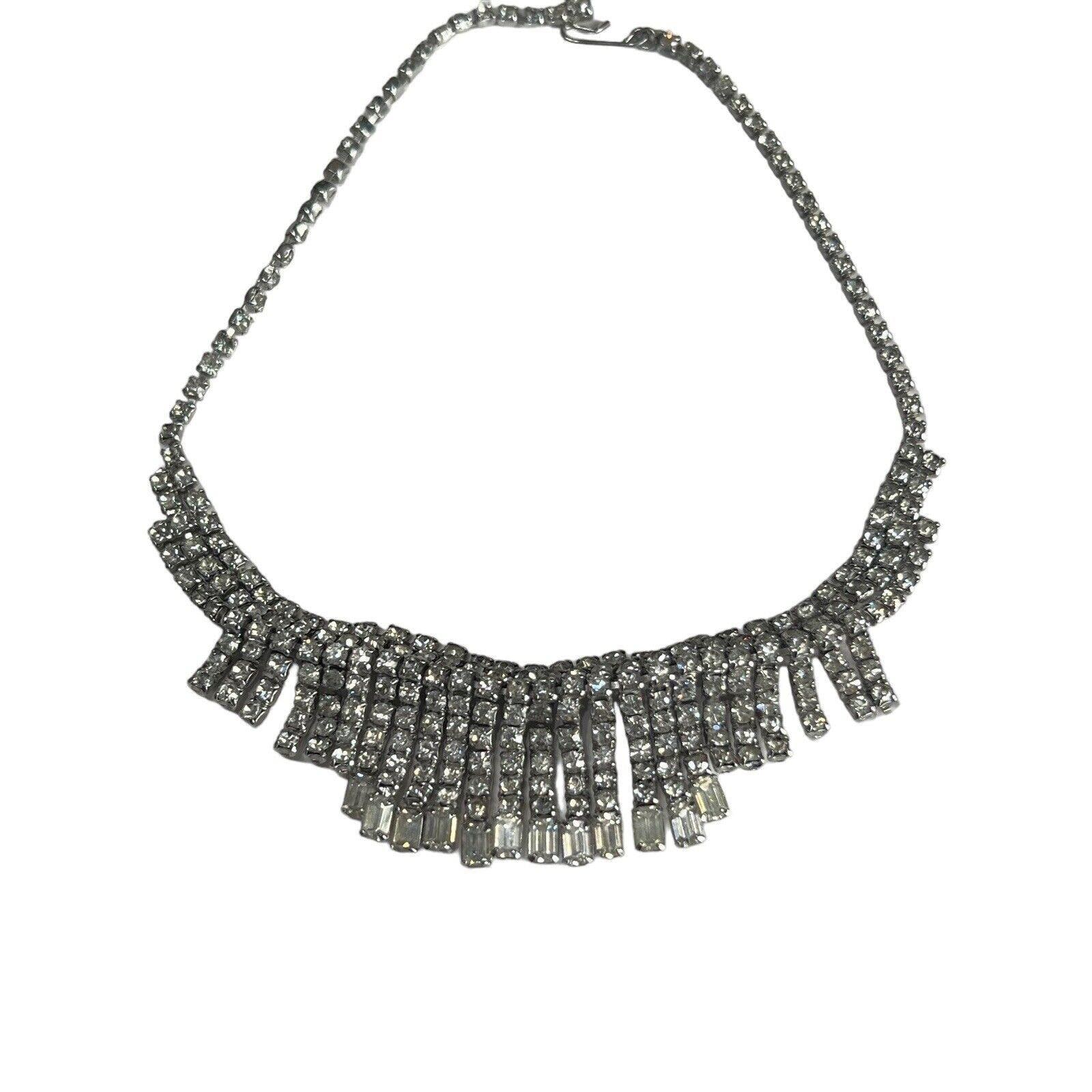 Vintage 1950 VINTAGE, MCM 60\'s era Rhinestone Cluster Statement Necklace main image 1