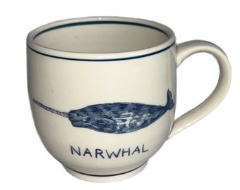 Anthropologie Molly Hatch Narwhal Tasse, Kobaltblau Ozeanleben - Selten
