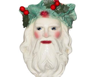 Fancy Faces NOLA Santa St Nicholas Porcelain Face Mask Artist Signed Pat Lrg Vtg