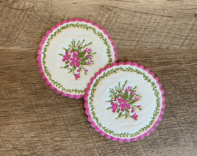Vintage Paper Coasters Set of 2 Vintage Hallmark Coaster Junk Journal