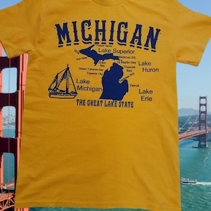 Michigan The Great Lake State T-Shirt, Michigan Map Shirt, State of Michigan T-Shirt, MI