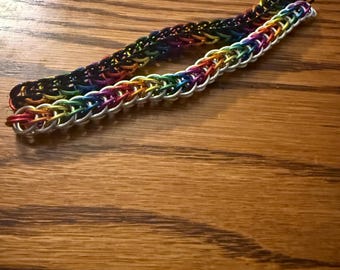Regenbogen, Voll-Perser, Pride Kettenhalskette/Halsband, handgefertigtes Aluminium Kettenhemd
