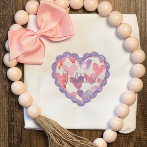 Girls Personalized Heart Shirt, Puff Sleeve, Embroidered, Applique, Gift