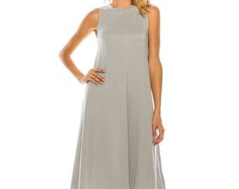 Modal Jersey Tank Dress: A-Line Sleeveless Midi - Made in USA