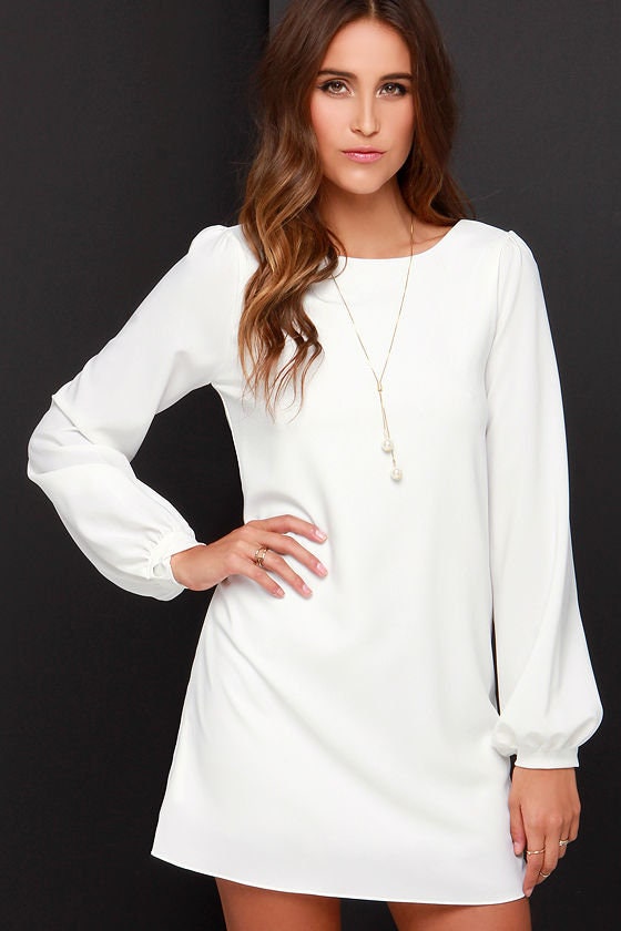 Womens long sleeve shift cheap dress