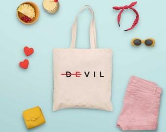 FREE SHIPPING DEVIL I Jute bag | Shoulder Bag | Organic cotton | Children Bag Active