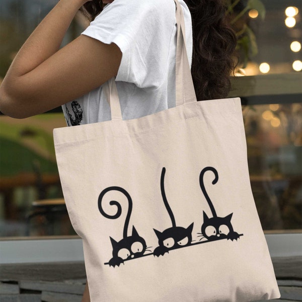 Jute bag printed "Kawaii Cat" - cotton bag, cloth bag, cloth bag, shopping bag, cotton bag