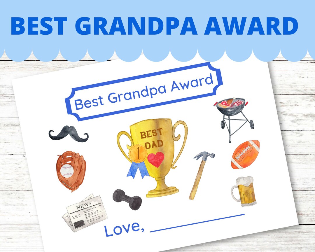 Father's Day Best Grandpa Printable Award Certificate Etsy