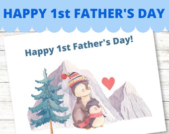 Happy 1st Father's Day Printable Card, Father's Day Gift From Baby, 1st ...