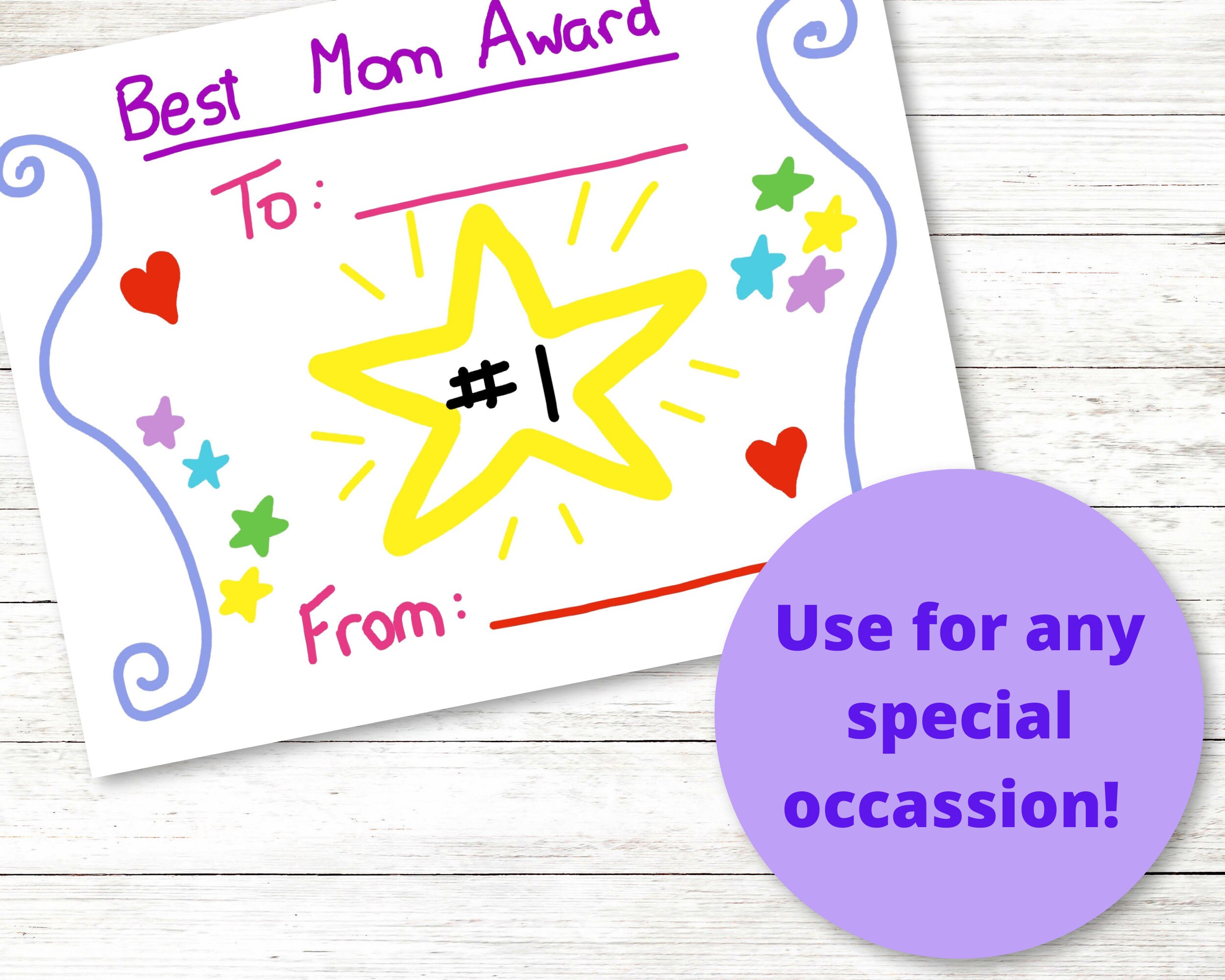 Mother's Day Best Mom Printable Award Certificate - Etsy