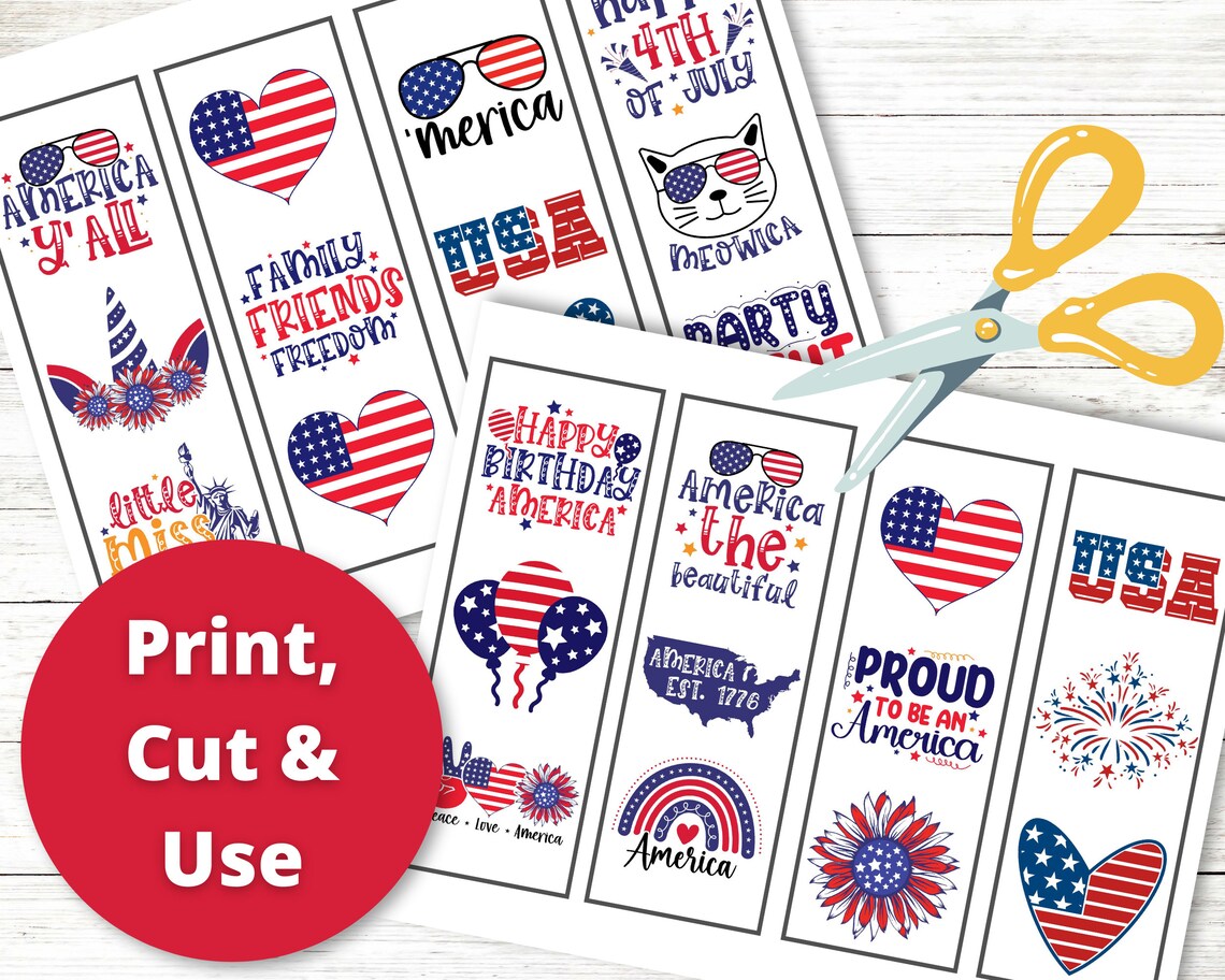 Happy 4th of July Printable Bookmarks - Etsy