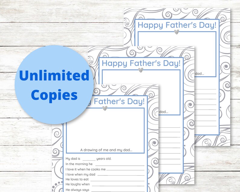 Father's Day Printable Questionnaire Survey From Child | Etsy