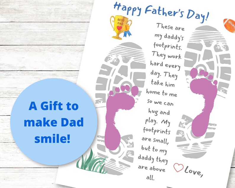 Happy Father's Day Footprint Poem Printable Etsy