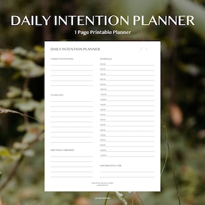 Planificador de intención diaria imprimible, planificador por hora, lista de tareas pendientes, planificador de trabajo, horario, organizador, gratitud, PDF, A5, tamaño carta, A4