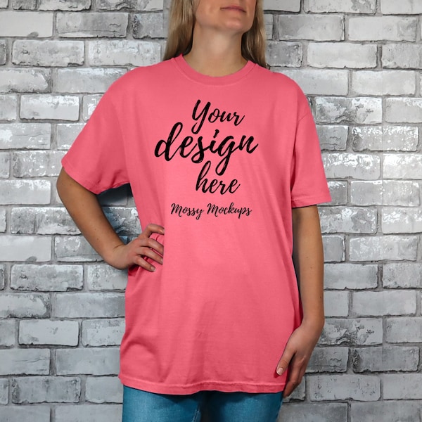 Paprika Comfort Colors C1717 Mockup, Oversized Comfort Colors 1717 Paprika Shirt Mockup, Paprika Comfort Color T-Shirt Mock Up, Paprika Mock