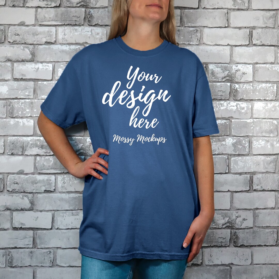Navy Comfort Colors C1717 Mockup, Oversized Comfort Colors 1717 Navy