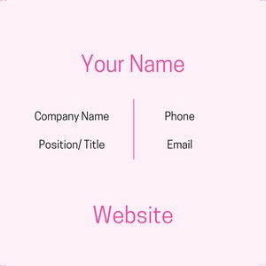 Customizable Pink Business Card