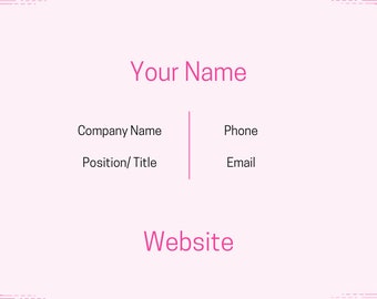 Biglietto da visita rosa personalizzabile