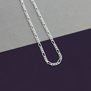 Sterling Silver Figaro Link Chain Necklace 2MM 925 Italian M