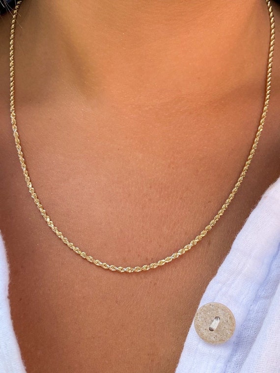14K Solid Yellow Gold Necklace Rope Chain 14 16'' 18 20 22 24 26 30 14k  Necklaces, 14 Karat Gold Chain, -  Israel