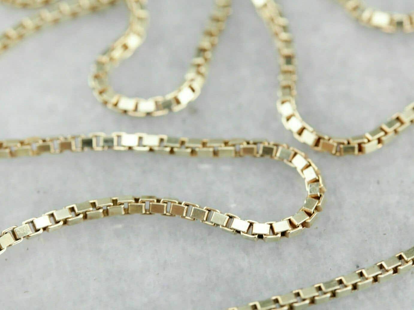 10K Solid Yellow Gold Box Necklace Real Gold Chain Lobster Etsy